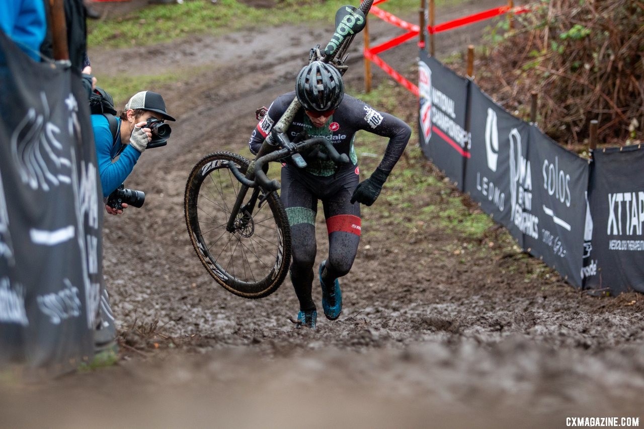 Alex Morton makes his way up a steep climb. U23 Men. 2019 Cyclocross National Championships, Lakewood, WA. © A. Yee / Cyclocross Magazine