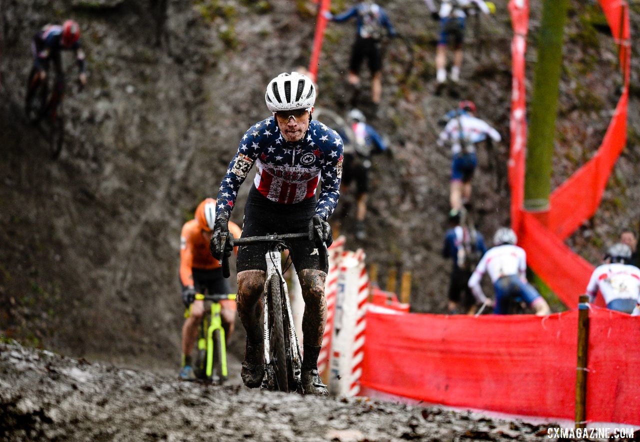 Andrew Strohmeyer has felt comfortable racing in Belgium, 2019 Namur UCI Cyclocross World Cup. © B. Hazen / Cyclocross Magazine