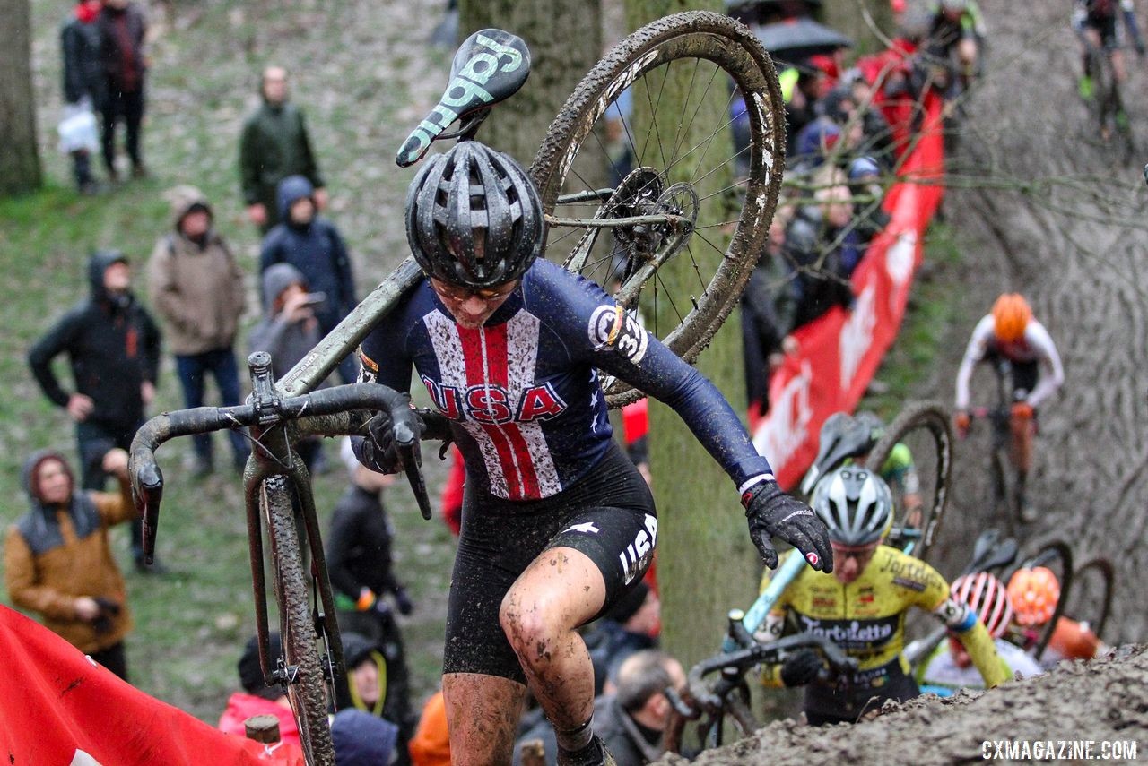 Lizzy Gunsalus' first Euro racing experience was at Namur. 2019 Namur UCI Cyclocross World Cup. © B. Hazen / Cyclocross Magazine