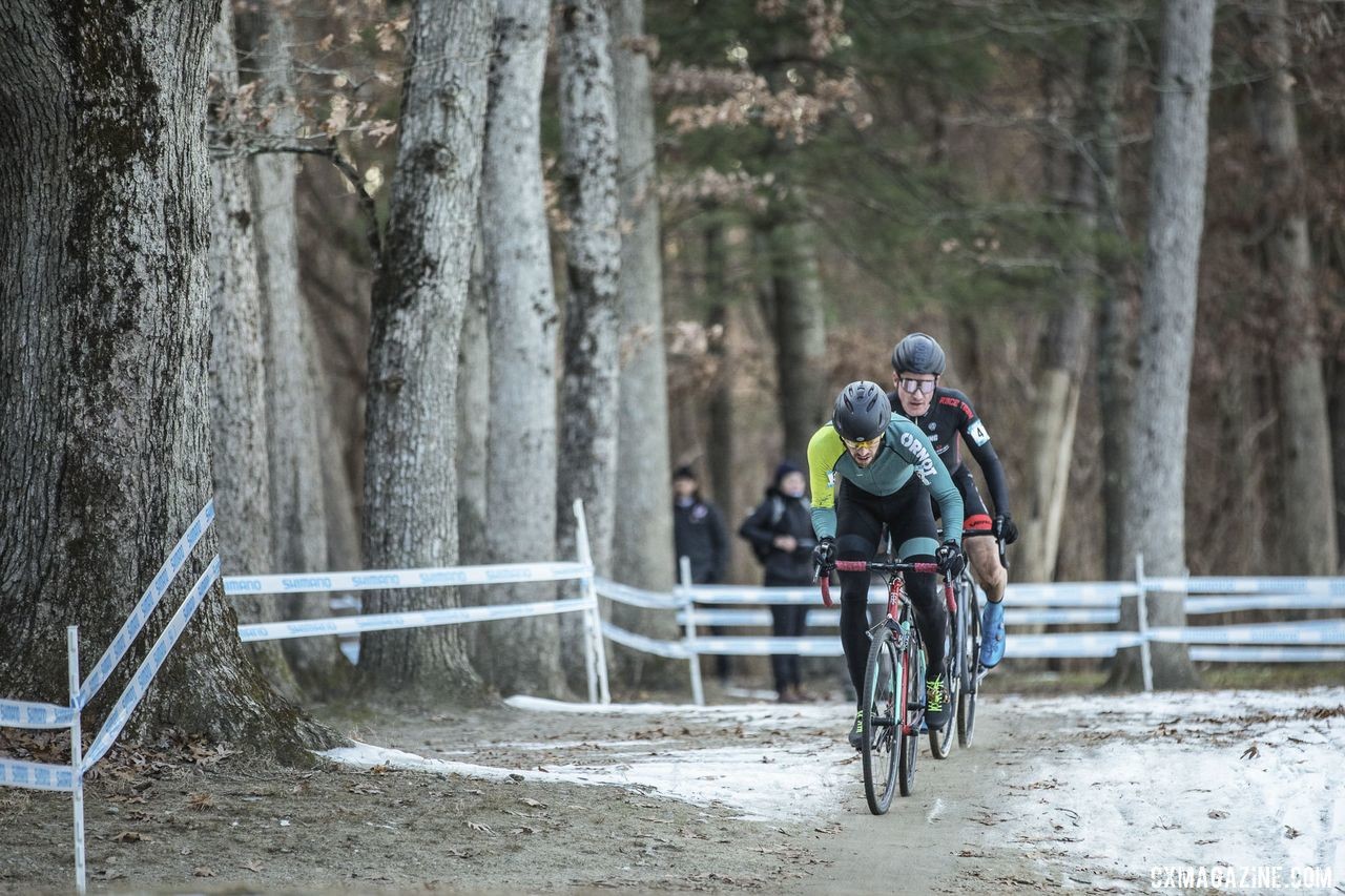 Ben Frederick and Sam Noel charge through the packed down sand. 2019 NBX Gran Prix of Cross Day 1. © Angelica Dixon