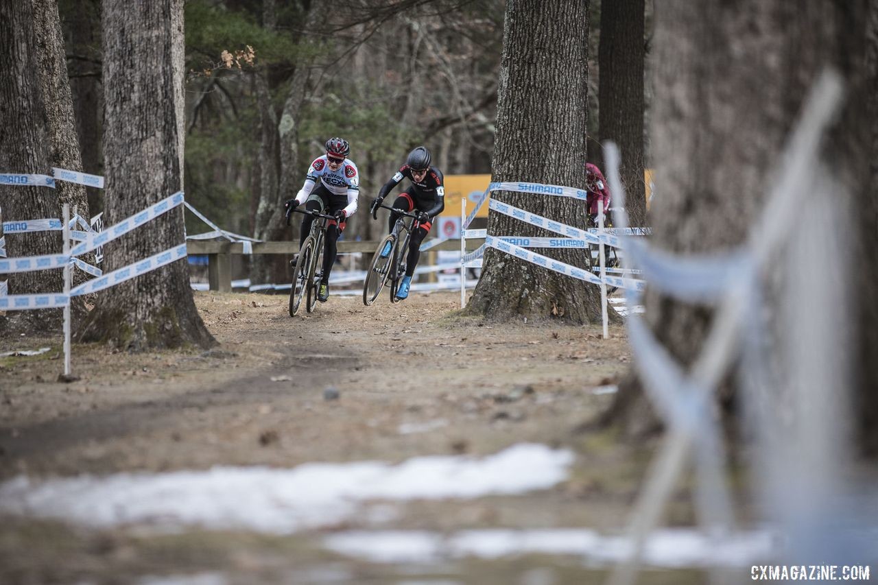 Lane Maher, Sam Noel and Ben Gomez Villafane raced at the front of Sunday's race. 2019 NBX Gran Prix of Cross Day 2. © Angelica Dixon