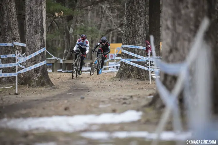 Lane Maher, Sam Noel and Ben Gomez Villafane raced at the front of Sunday's race. 2019 NBX Gran Prix of Cross Day 2. © Angelica Dixon