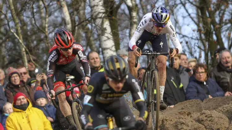 Rivals Eli Iserbyt and Tom Pidcock were in the mix on Sunday. 2019 Superprestige Zonhoven. © B. Hazen / Cyclocross Magazine