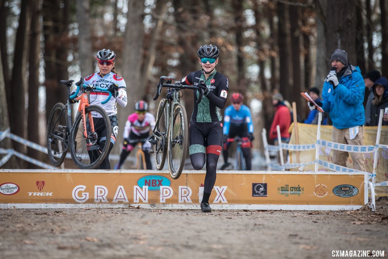 Lizzy Gunsalus leads at the barriers early on. 2019 NBX Gran Prix of Cross Day 2. © Angelica Dixon