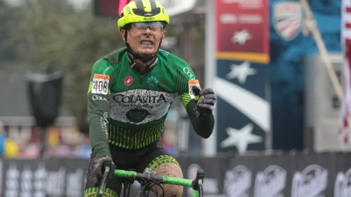 Harry Hamilton took the win in the Masters Men 60-64 race on Wednesday. © A. Yee / Cyclocross Magazine