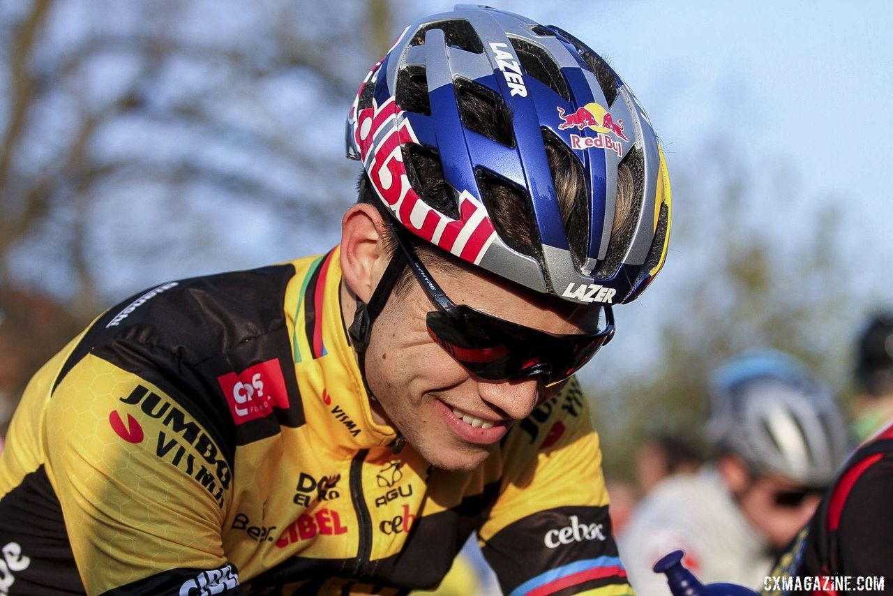 Van Aert hopes to again be smiling after Belgian Nationals. 2019 Azencross, Loenhout. © B. Hazen / Cyclocross Magazine