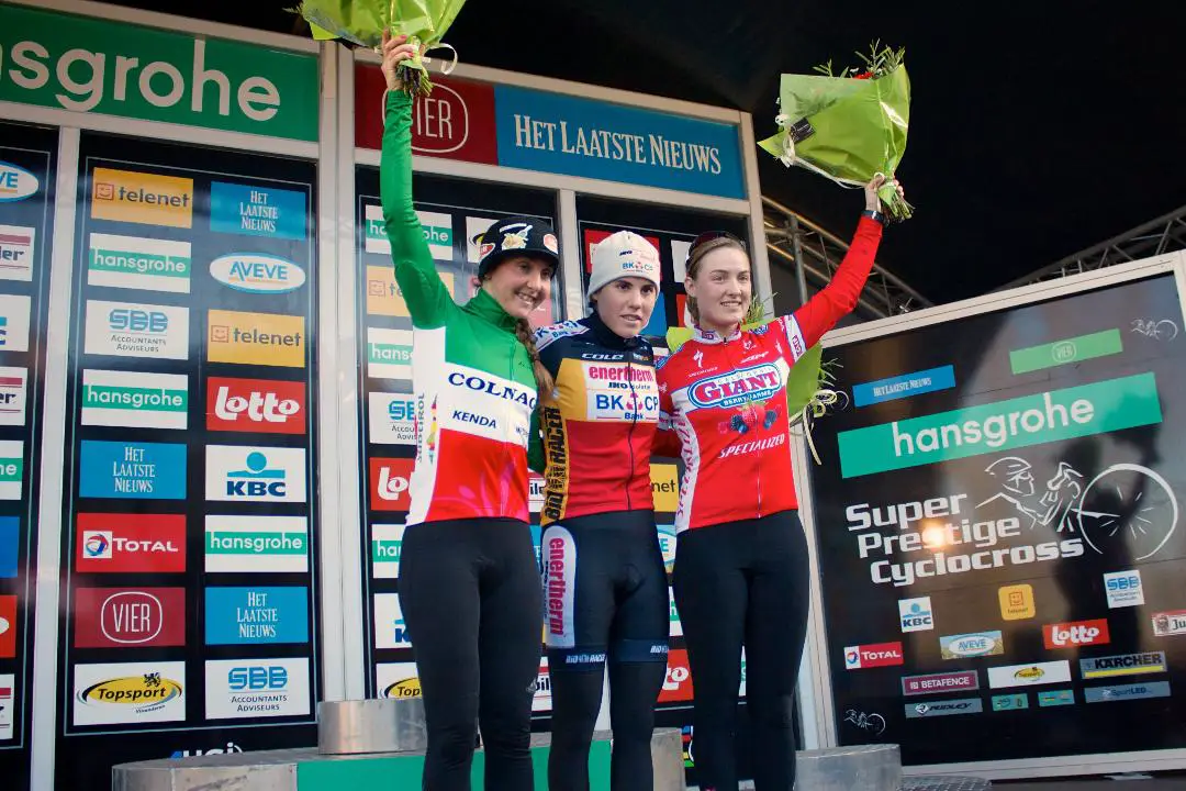 Elle Anderson finished on the podium at Superprestige Diegem as part of the EuroCrossCamp program. © Dan Seaton
