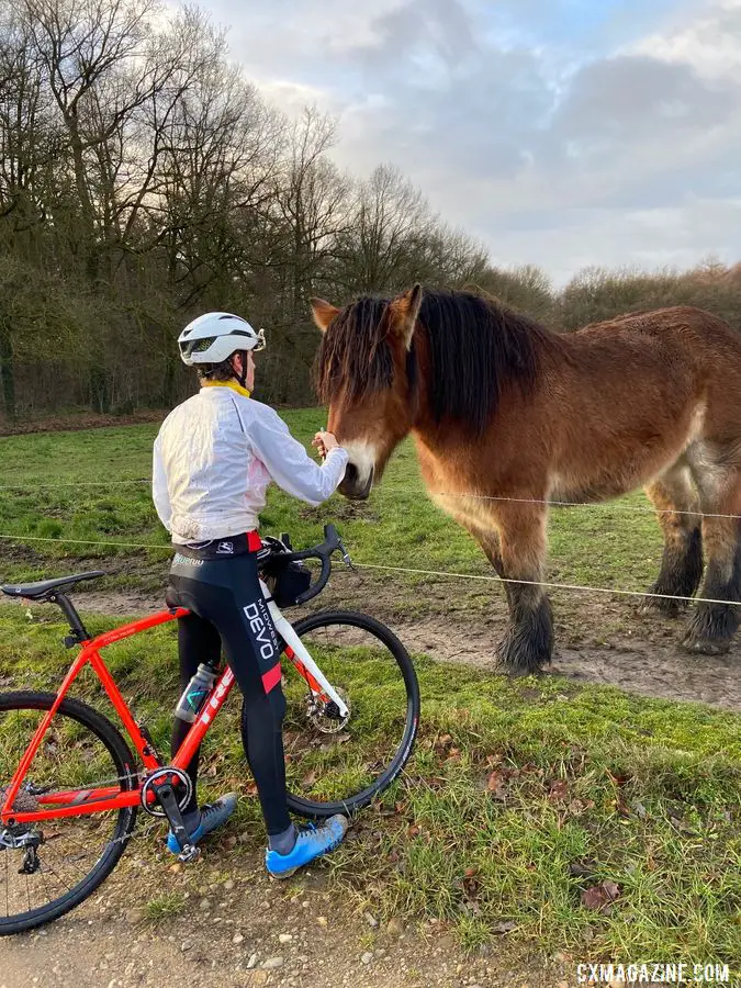 Max Palmer meets the locals during a training ride. photo: Eleanor Dyas