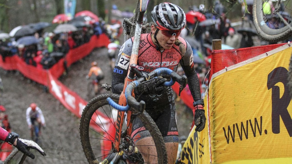 Practicing some of the technical sections paid off for Fahringer on race day. 2019 World Cup Namur. © B. Hazen / Cyclocross Magazine