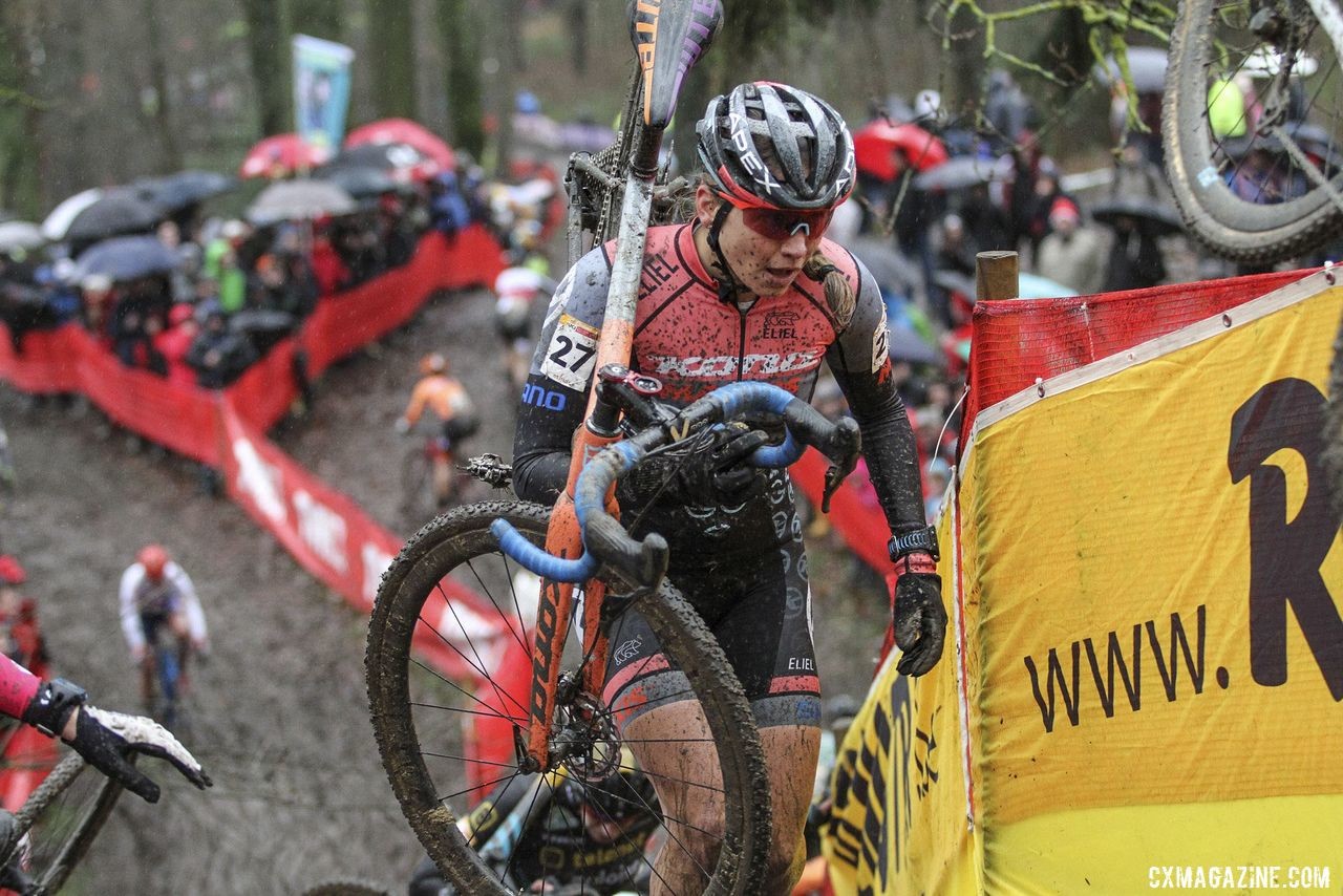 Practicing some of the technical sections paid off for Fahringer on race day. 2019 World Cup Namur. © B. Hazen / Cyclocross Magazine