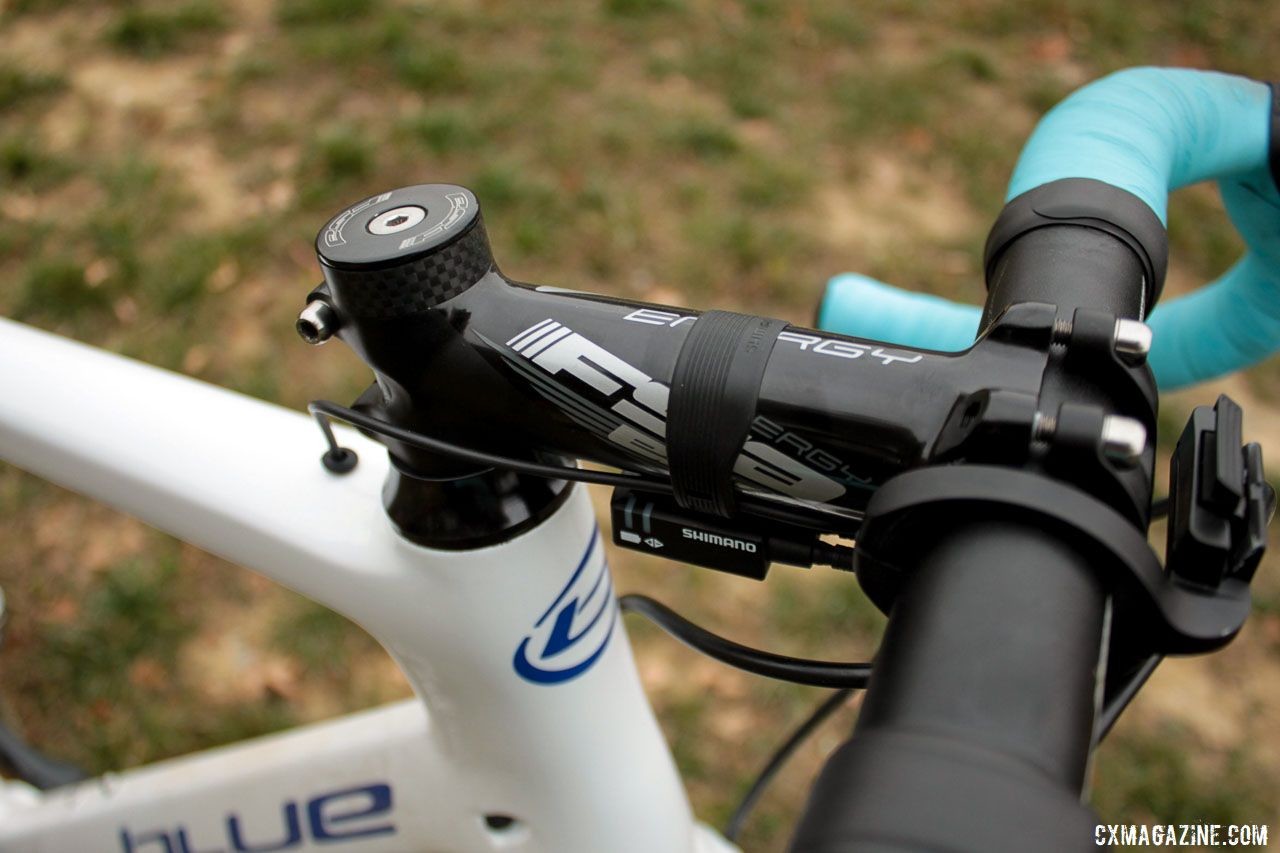 Brunner mounted his handlebar with an FSA Energy alloy stem. Eric Brunner's Blue Norcross SL Cyclocross Bike. © B. Grant / Cyclocross Magazine