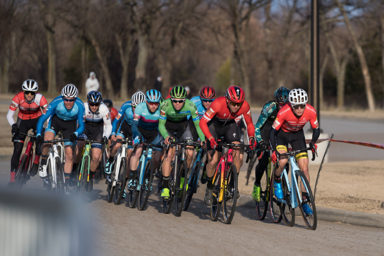 Lance Haidet leads out the holeshot on Sunday. 2019 Ruts n' Guts Day 2. © P. Means / Cyclocross Magazine