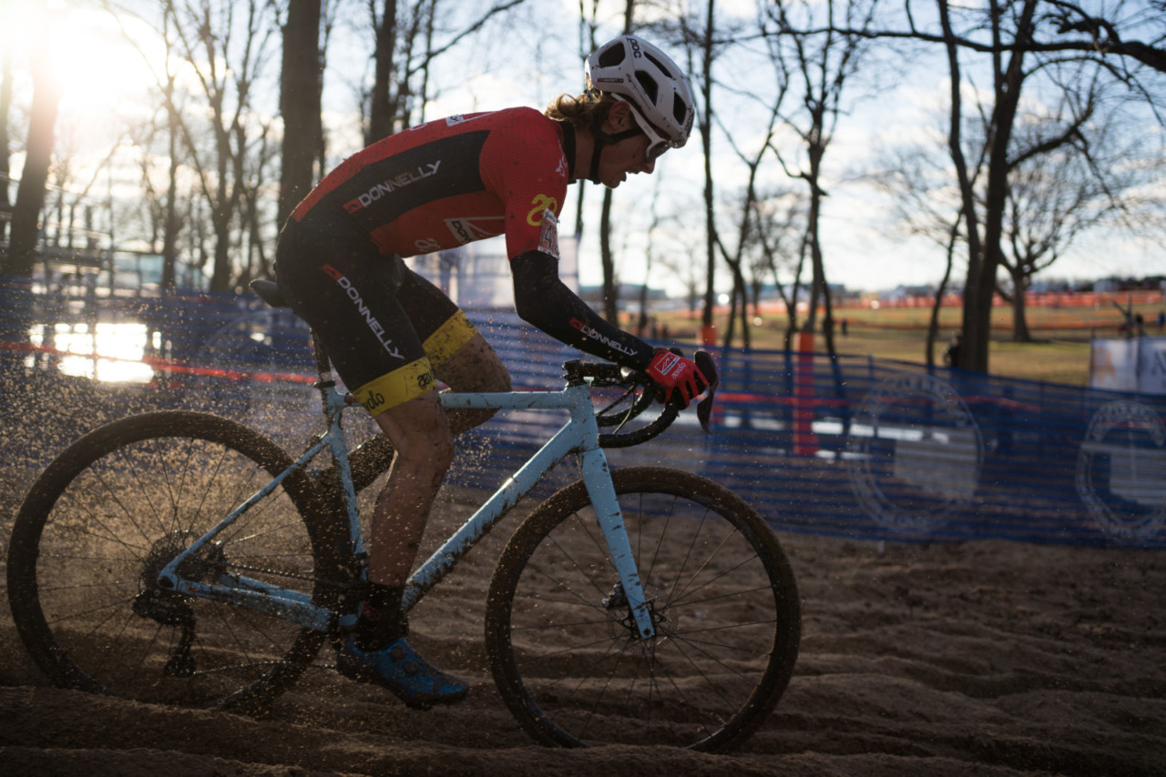 Lance Haidet focuses as he rides off the front on Sunday. 2019 Ruts n' Guts Day 2. © P. Means / Cyclocross Magazine