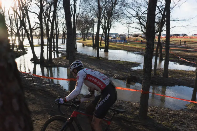 Parts of the venue were filled by literal lakes. 2019 Ruts n' Guts Day 2. © P. Means / Cyclocross Magazine