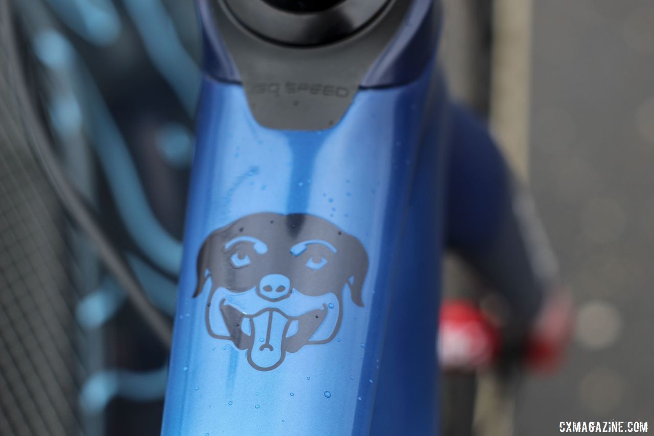 Thanks to this graphic, Compton's rottweiler Pixie is always along for the ride with her. Katie Compton's 2019 Trek Boone. © Z. Schuster / Cyclocross Magazine