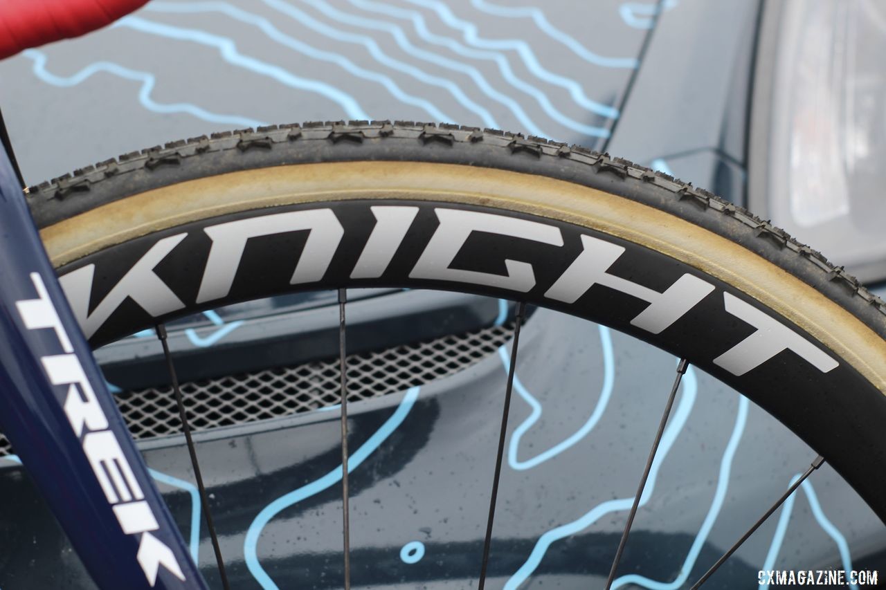 Compton is going on a half-decade with Boulder's Knight Composities as her wheel sponsor. She ran the 35 Tubular Disc carbon wheels this year. Katie Compton's 2019 Trek Boone. © Z. Schuster / Cyclocross Magazine