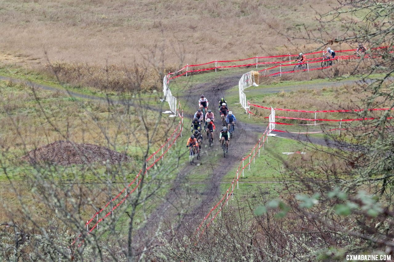 There was a big gap at the start of the second lap. Masters Men 35-39. 2019 Cyclocross National Championships, Lakewood, WA. © D. Mable / Cyclocross Magazine