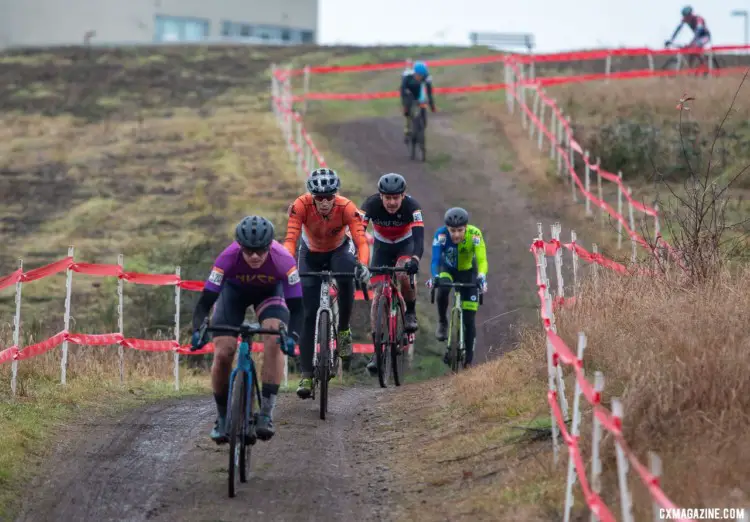 Furtado leads a chase group. Masters Men 35-39. 2019 Cyclocross National Championships, Lakewood, WA. © A. Yee / Cyclocross Magazine