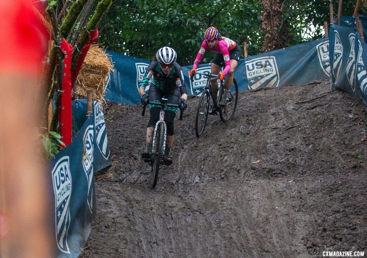 Taplin and Arman put on a show. 2019 Cyclocross National Championships, Lakewood, WA. © A. Yee / Cyclocross Magazine