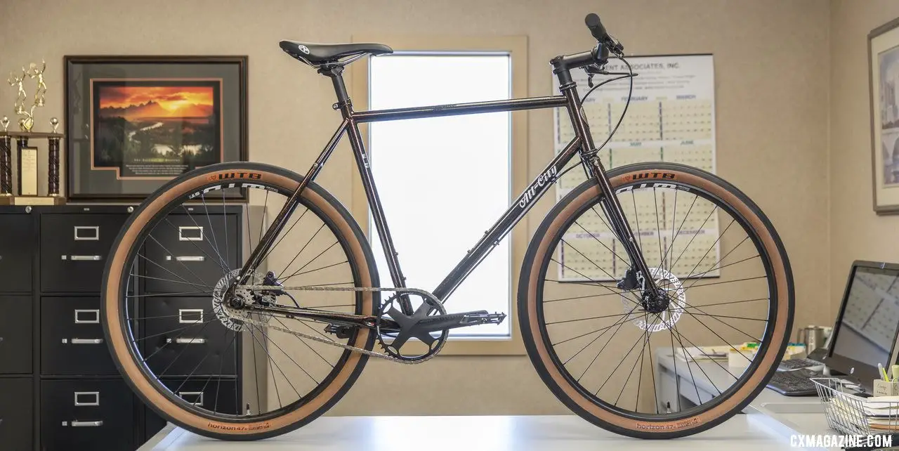 The All-City Cycles Super Professional in the Goldust singlespeed version.