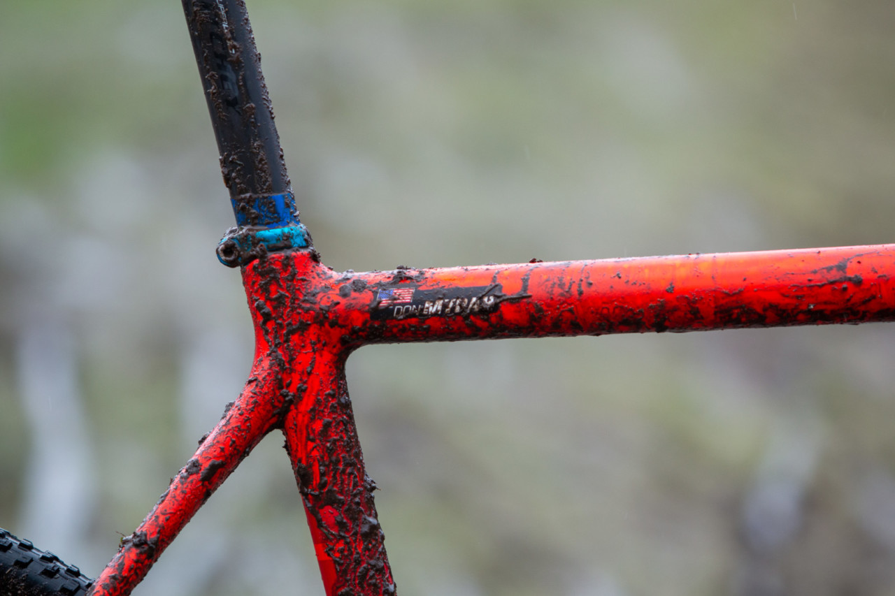 The Hakka MX frame uses an external seat post clamp. Don Myrah's Ibis Hakka MX. 2019 USA Cycling Cyclocross National Championships bike profiles, Lakewood, WA. © A. Yee / Cyclocross Magazine