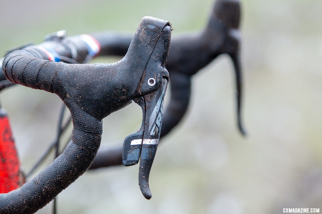 Force 1 dual control levers offer hydraulic braking and Double Tap shifting. Don Myrah's Ibis Hakka MX. 2019 USA Cycling Cyclocross National Championships bike profiles, Lakewood, WA. © A. Yee / Cyclocross Magazine