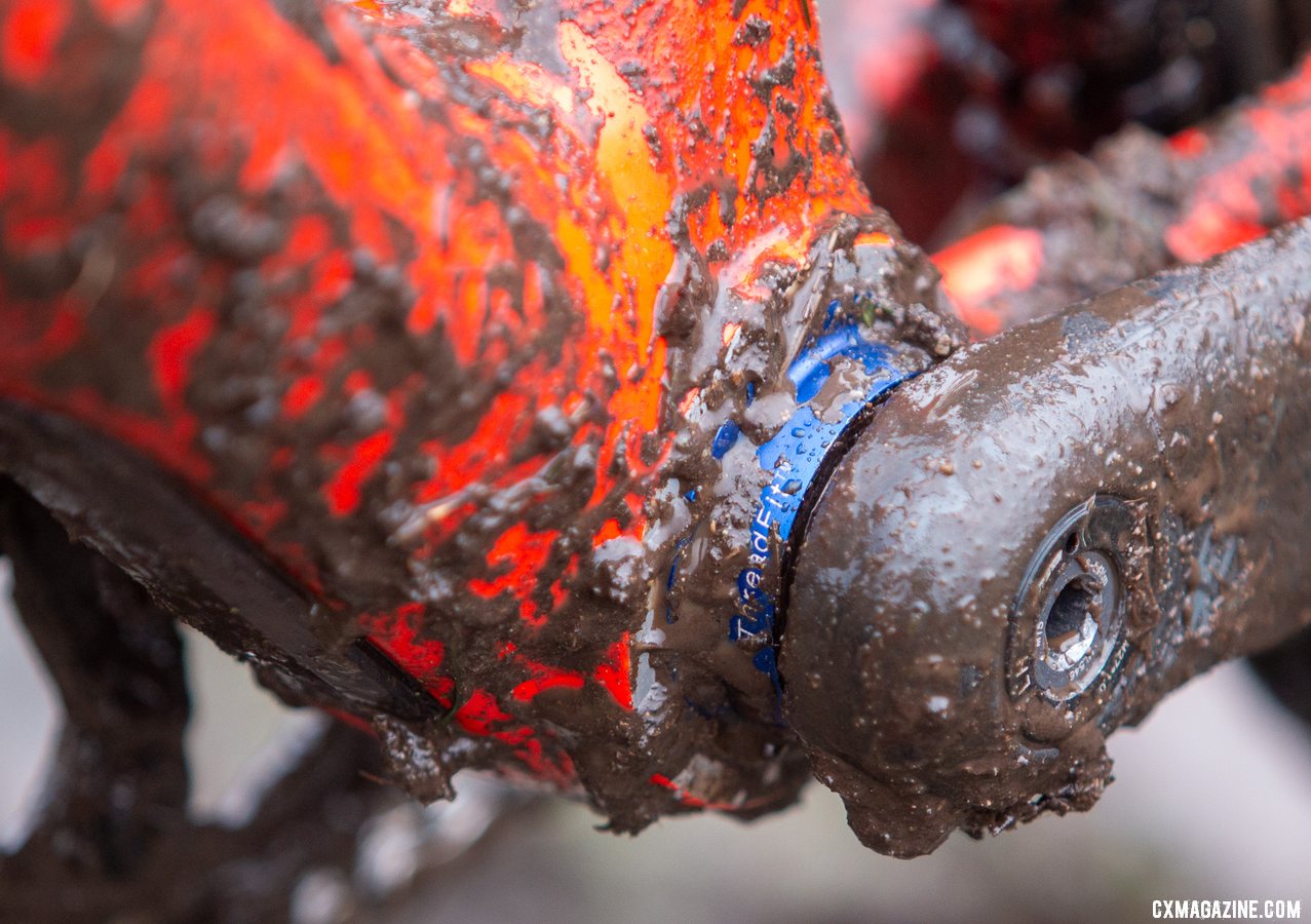 The Hakka MX features a threaded bottom brakcet, and Myrah selected a threaded Chris King unit. Don Myrah's Ibis Hakka MX. 2019 USA Cycling Cyclocross National Championships bike profiles, Lakewood, WA. © A. Yee / Cyclocross Magazine