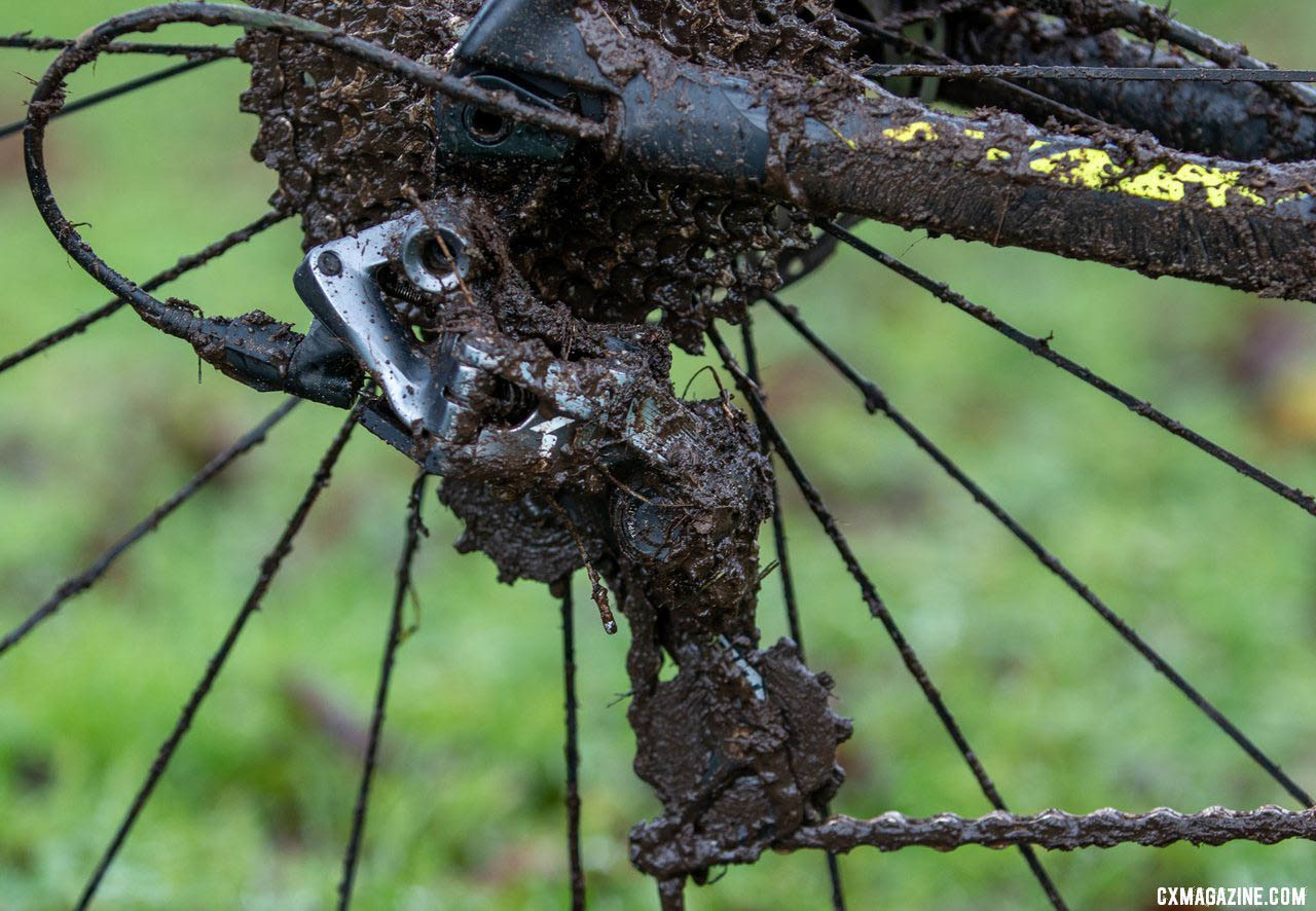 Mud was not a problem for Thompson or his SRAM Force 1 shifting - he didn't pit during his race. Caleb Thompson's Masters 35-39-winning Scott Addict CX Cyclocross bike. 2019 USA Cycling Cyclocross National Championships bike profiles, Lakewood, WA. © A. Yee / Cyclocross Magazine