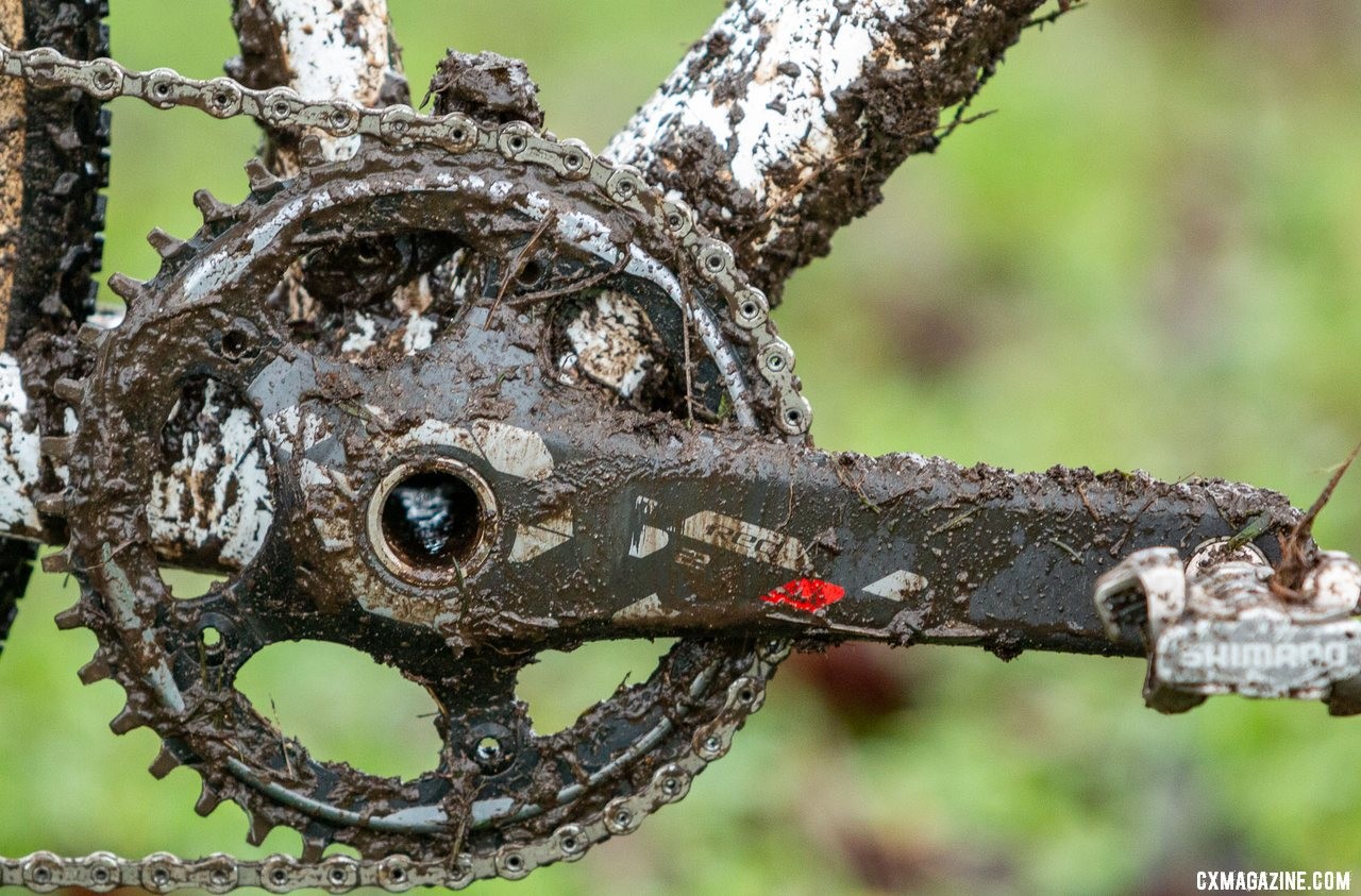 Swartz used a Red 22 crankset with a 38t X-Sync chain ring. Caleb Swartz's Lakewood Nationals Collegiate Varsity Trek Boone. © A. Yee / Cyclocross Magazine