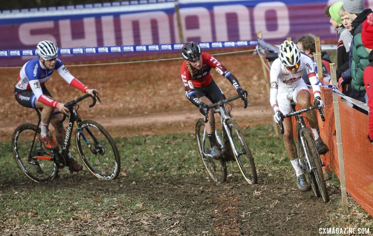 French rider Marion Norbert Riberolle got off to a fast start. 2020 World Cup Nommay. © B. Hazen / Cyclocross Magazine