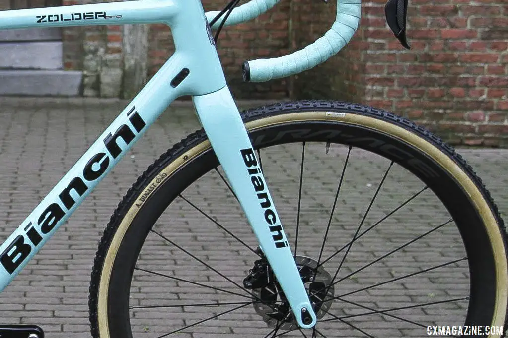 With Jumbo - Visma sponsored by Shimano, Van Aert switched to WH-R9170-C40 carbon tubulars from the Japanese company. Wout van Aert's 2019 Azencross Loenhout Bianchi Zolder Pro. © B. Hazen / Cyclocross Magazine