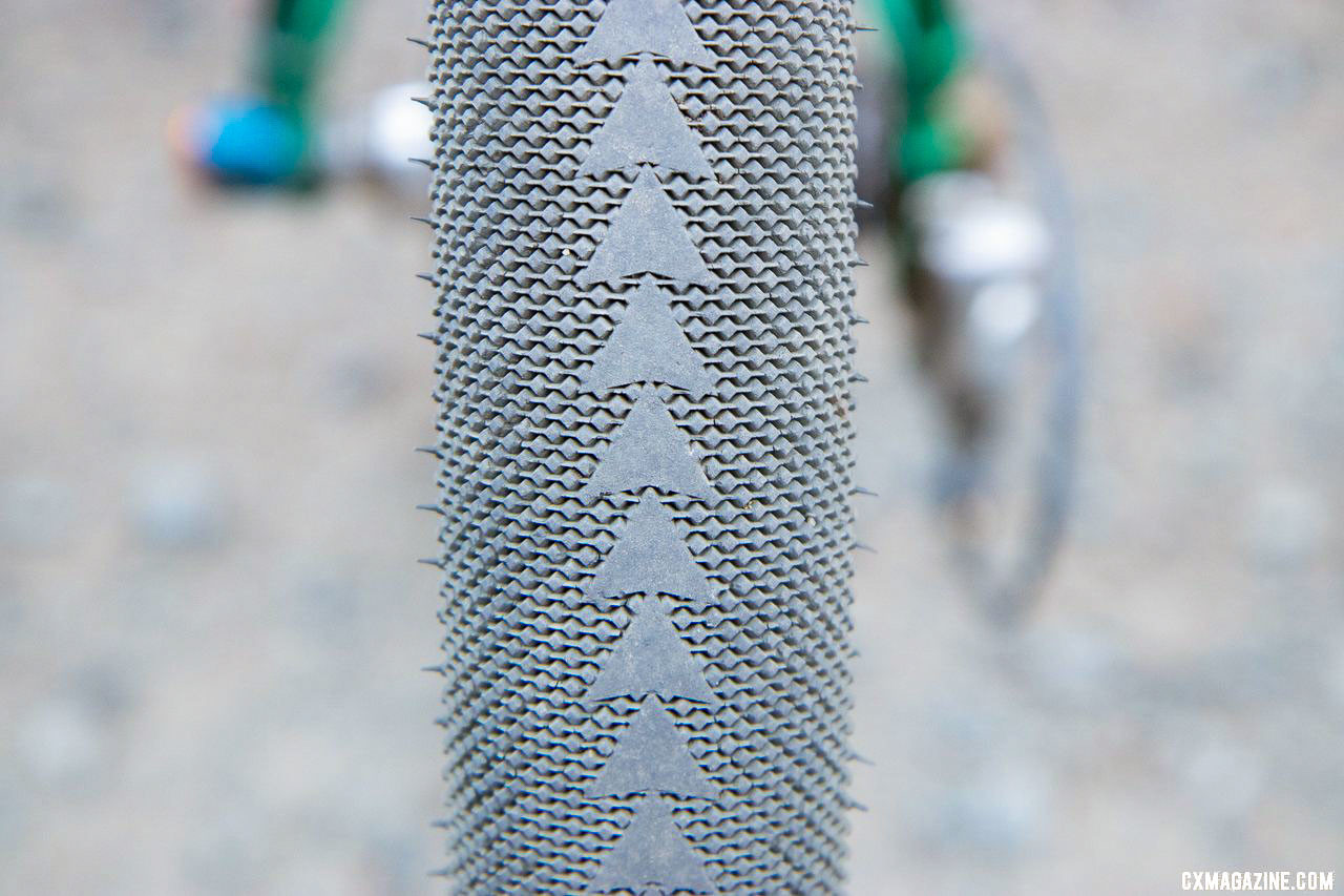 The forthcoming Cava tire has no cornering tread. Ultraromance's Crust Lightning Bolt gravel bike. © A. Yee / Cyclocross Magazine