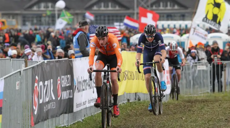 Kamp was any early aggressor. U23 Men. 2020 UCI Cyclocross World Championships, Dübendorf, Switzerland. © B. Hazen / Cyclocross Magazine