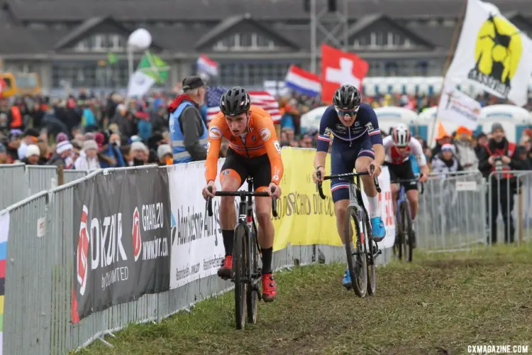 Kamp was any early aggressor. U23 Men. 2020 UCI Cyclocross World Championships, Dübendorf, Switzerland. © B. Hazen / Cyclocross Magazine