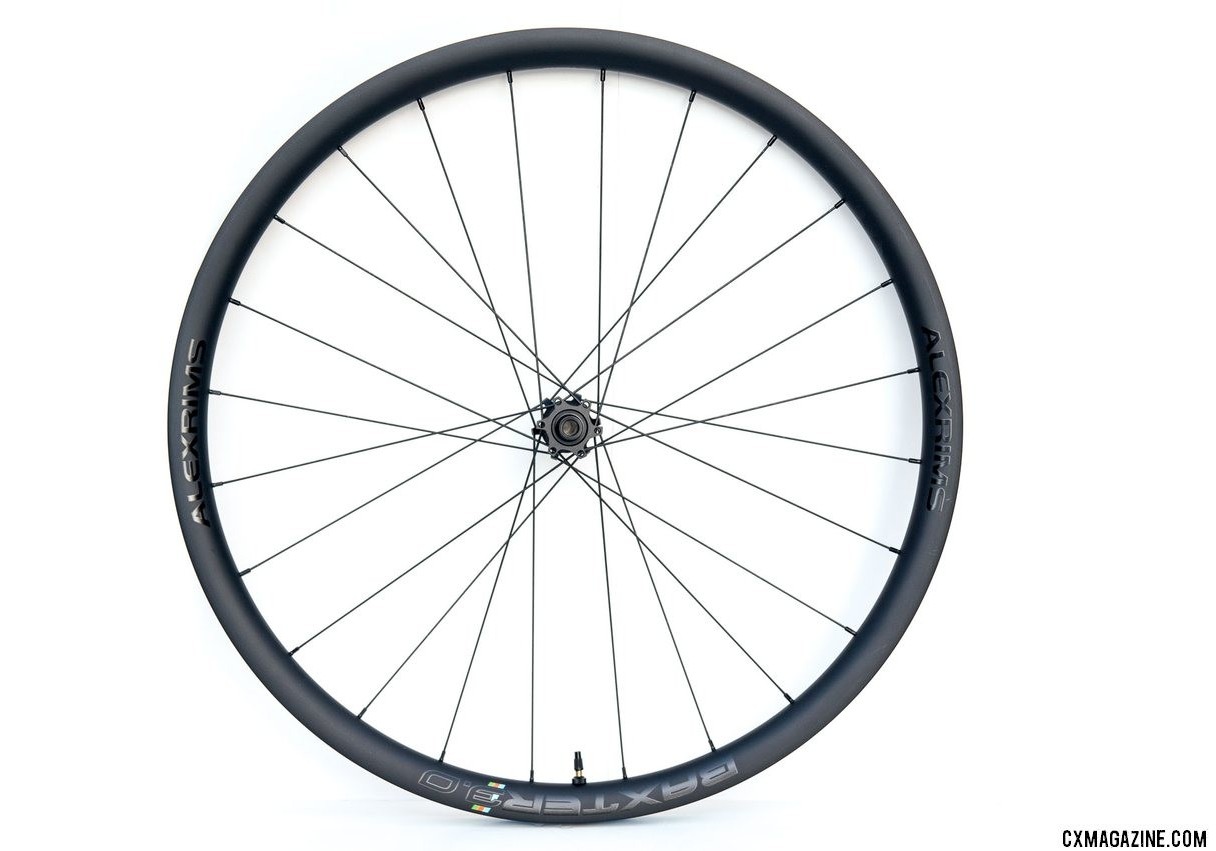 The $1100 Alex Rims Baxter 3.0 25mm-wide carbon gravel wheels come in either IS or Centerlock rotor mounts, and three freehub options. © Cyclocross Magazine