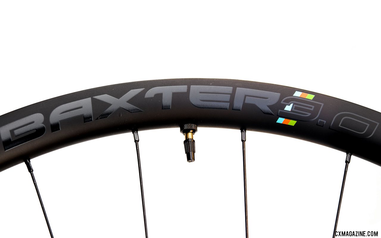 A 35mm-deep carbon rim adds a bit of wind-cheating for your gravel race. The $1100 Alex Rims Baxter 3.0 25mm-wide carbon gravel wheels. © Cyclocross Magazine