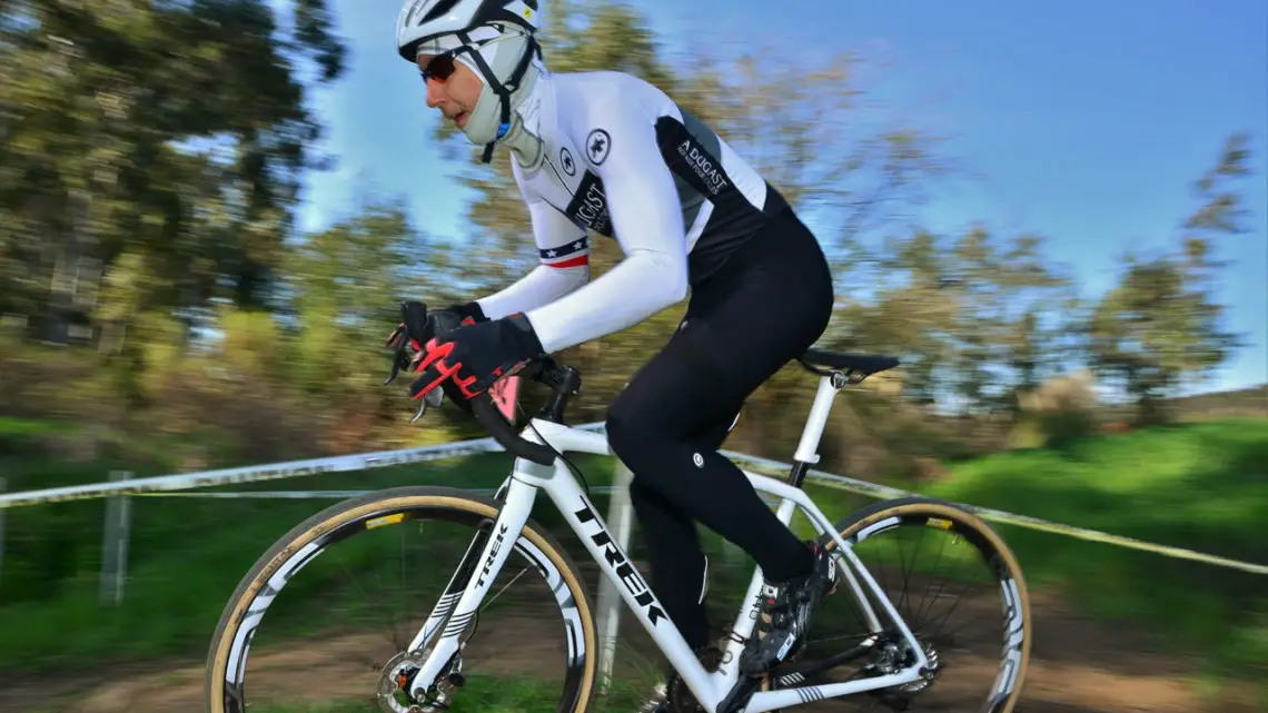 Bob Downs on his way to fourth in the Men's A race at the 2020 Rockville Cyclocross series finale. photo: Jorge Flores