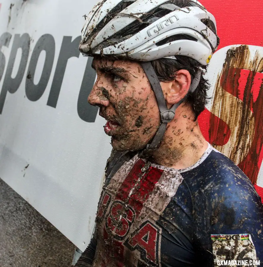 Curtis White. This is what 77+ minutes and a top-twenty finish look like. Elite Men. 2020 UCI Cyclocross World Championships, Dübendorf, Switzerland. © B. Hazen / Cyclocross Magazine