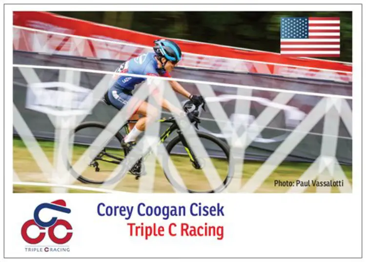 Corey Coogan Cisek's rider card for the 2019-2020 European cyclocross season.