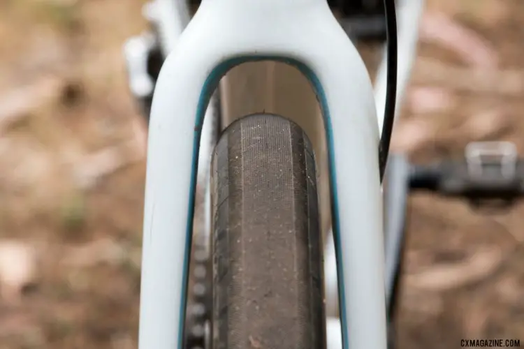 You get more space to the crown with the smaller diameter wheel in a cyclocross frame. © C. Lee / Cyclocross Magazine