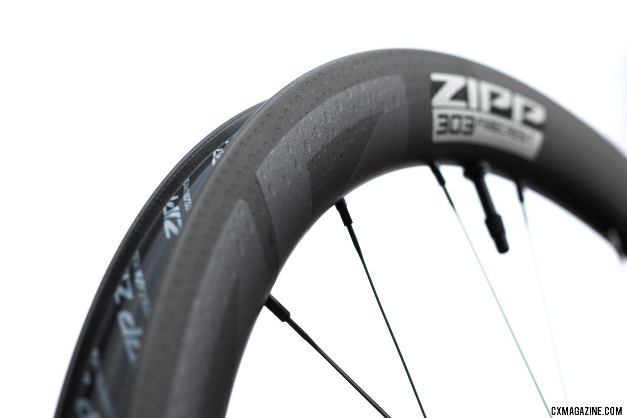 Zipp's new Firecrest 303 tubeless disc brake carbon wheelset gets shallower, wider and lighter. © Cyclocross Magazine