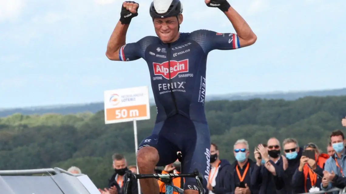 Mathieu van der Poel (Alpecin-Fenix) wins the 2020 Dutch Road National Championships. © B. Hazen / Cyclocross Magazine