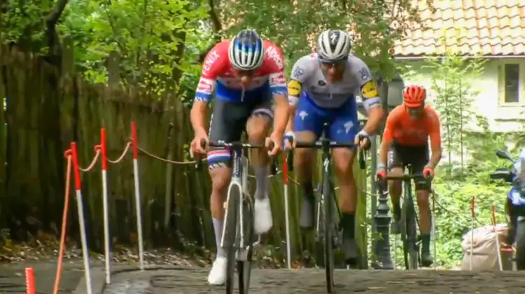 Mathieu van der Poel drops everyone on the cobbles at the Binckbank Tour 2020.