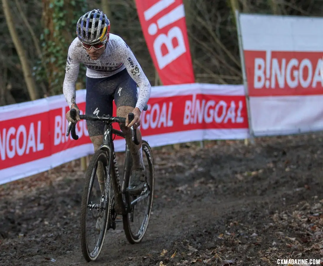 Tom Pidcock had a fast start and led most of the race. 2020 UCI Cyclocross World Cup, Elite Men. © Cyclocross Magazine