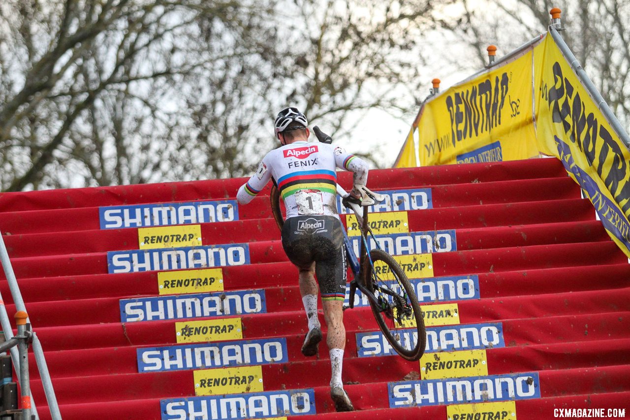 Van der Poel was left chasing most of the race. 2020 UCI Cyclocross World Cup, Elite Men. © Cyclocross Magazine