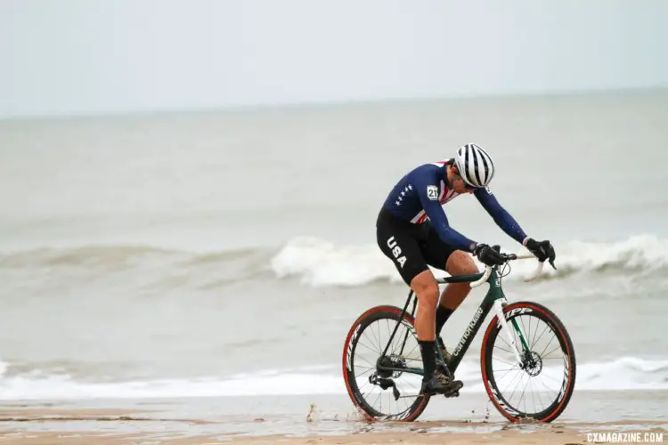 Curtis White raced to 20th place. Elite Men, 2021 Cyclocross World Championships, Ostend, Belgium. © Alain Vandepontseele / Cyclocross Magazine