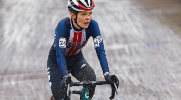 Honsinger finished 4th in her last race of a stellar season. North American Elite Women, 2021 Cyclocross World Championships, Ostend, Belgium. © Alain Vandepontseele / Cyclocross Magazine