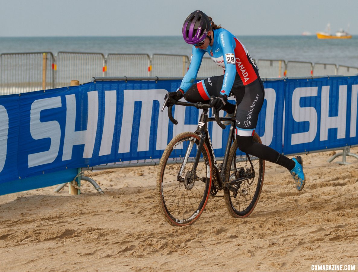 Canadian Ruby West finished 21st. North American U23 Women, 2021 Cyclocross World Championships, Ostend, Belgium. © Alain Vandepontseele / Cyclocross Magazine
