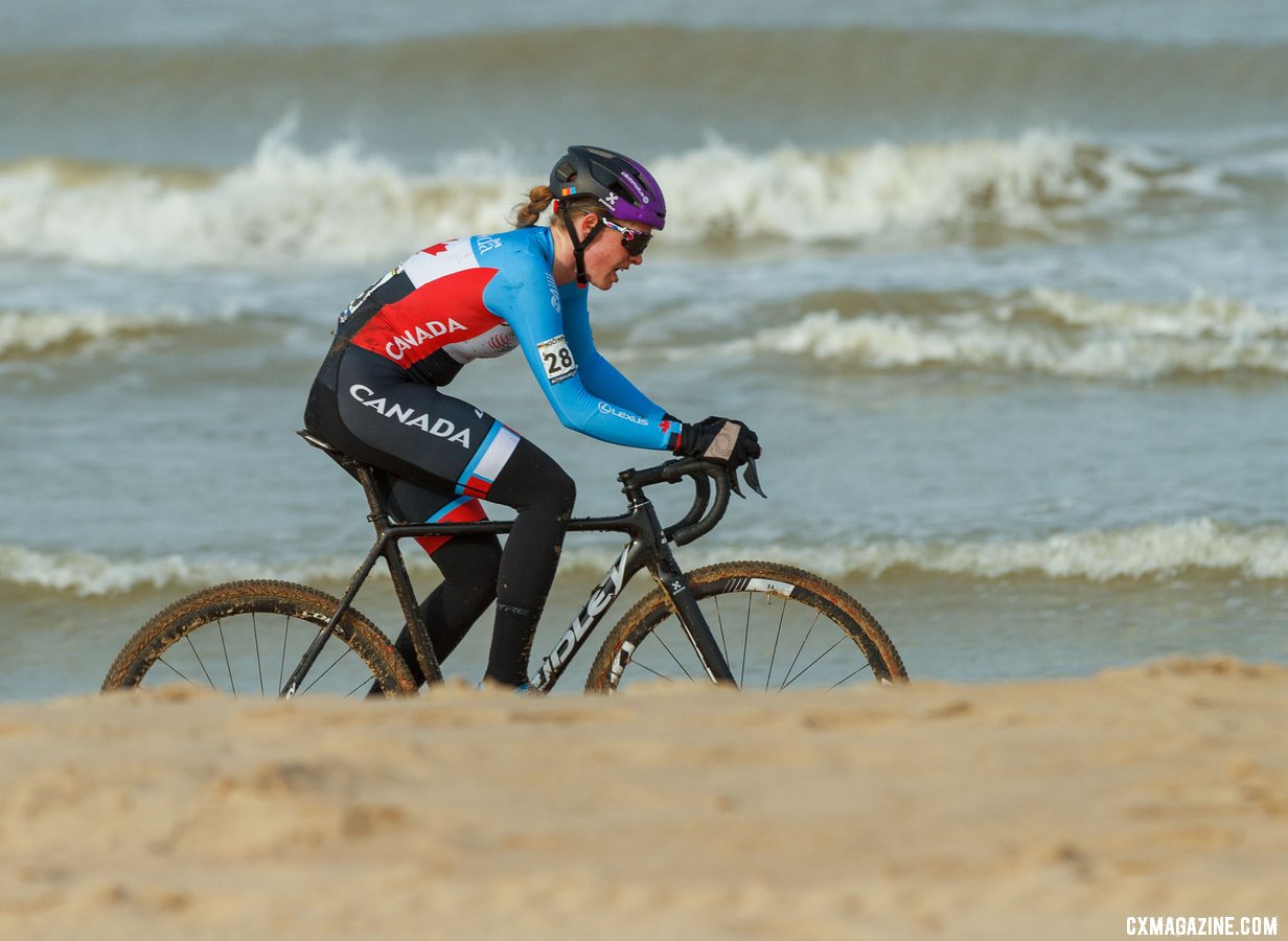 Canadian Ruby West finished 21st. North American U23 Women, 2021 Cyclocross World Championships, Ostend, Belgium. © Alain Vandepontseele / Cyclocross Magazine
