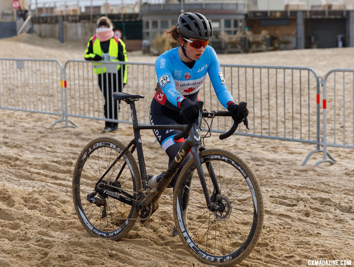 Canadian Sidney McGill finished 27th. North American U23 Women, 2021 Cyclocross World Championships, Ostend, Belgium. © Alain Vandepontseele / Cyclocross Magazine